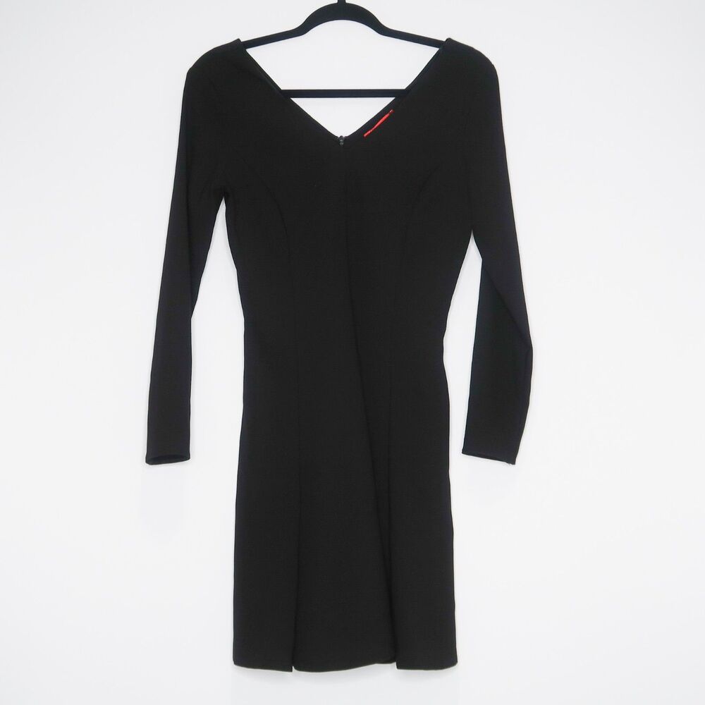 Heroines Womens Short Dress Size 10 Black Long Sleeve V-neck Cocktail Formal‎